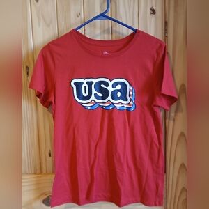 Red Retro USA Graphic T-Shirt Size 8-10